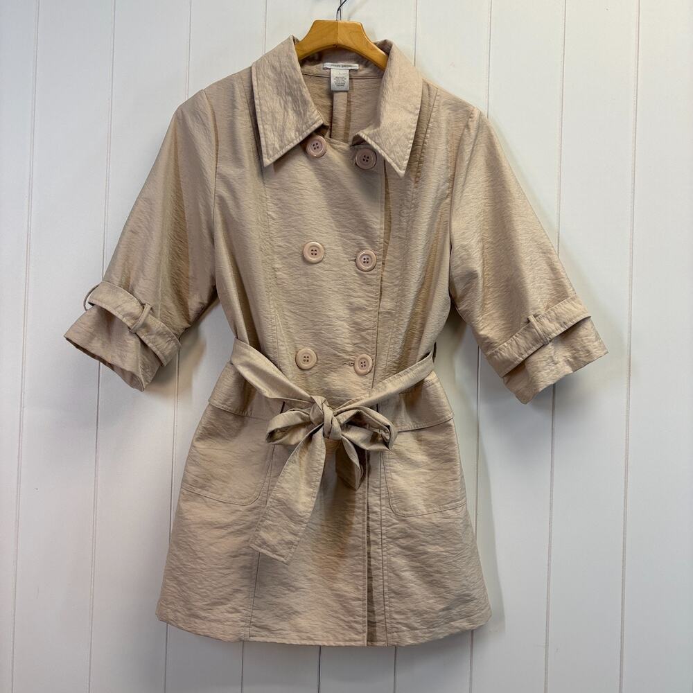 Poppy Garden Womens Minimalist Classic Neutral Peacoat Size L Lightweight Preppy